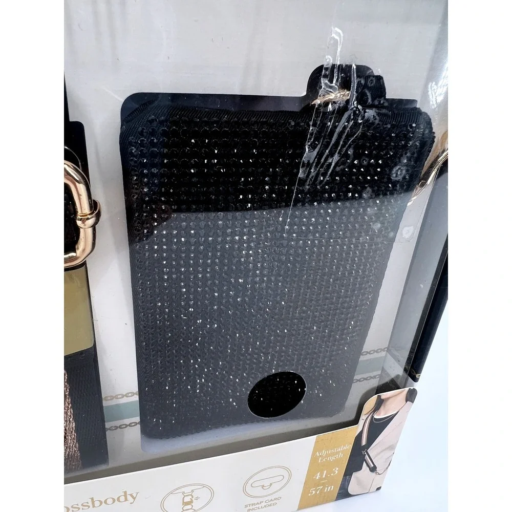 House of Harlow 1960 Universal Crossbody Phone Strap w/ Wallet Black Gold NWT - Picture 3 of 6